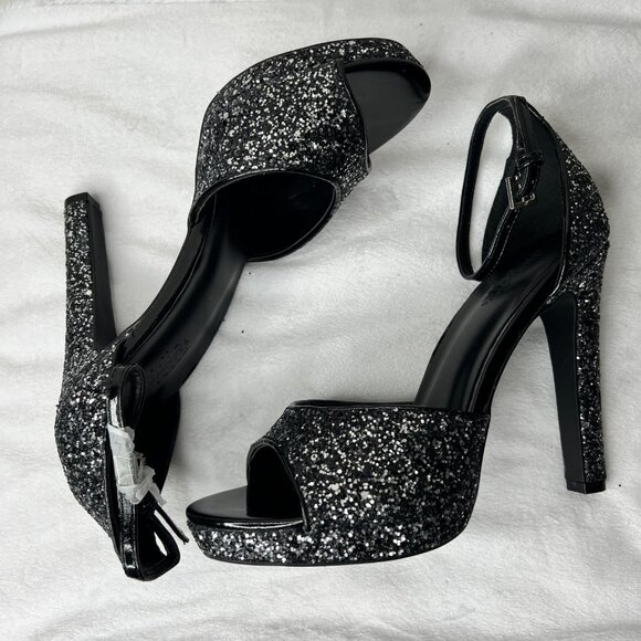 NEW! Black Glitter Sparkly Heels - Picture 5 of 10